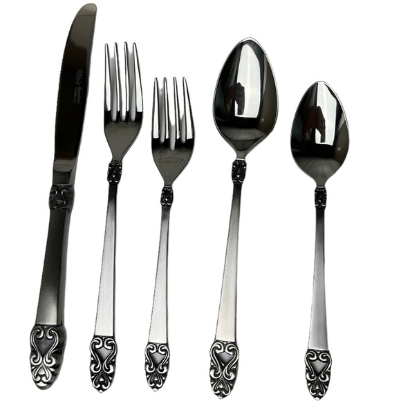 SILVERWARE Grace SYMPHONY Heavy Gauge Stainless Steel Flatware 5 PIECE Set - Picture 1 of 5